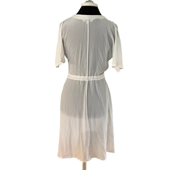 Tucker NYC Ivory Silk V Neck Drawstring Waist Dress Small - Picture 5 of 11